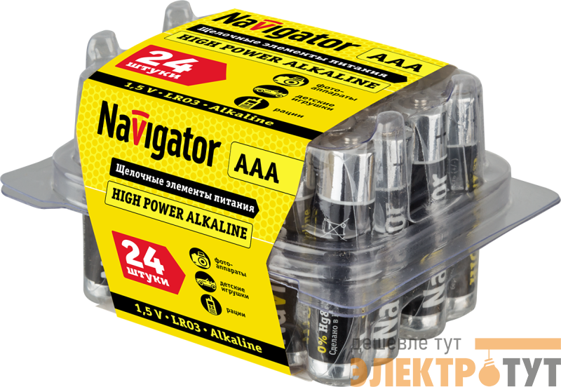 Элемент питания алкалиновый AAA/LR03 94 787 NBT-NE-LR03-BOX24 (уп.24шт) Navigator 94787