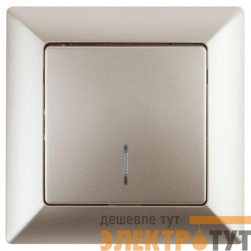 Выключатель 1-кл. СП Solo 4-102-04 10А 250В IP20 с подсветкой шампань Intro Б0053563