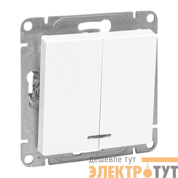 Выключатель 2-кл. СП Эпика с подсветкой механизм бел. EKF UP1-SWW-24