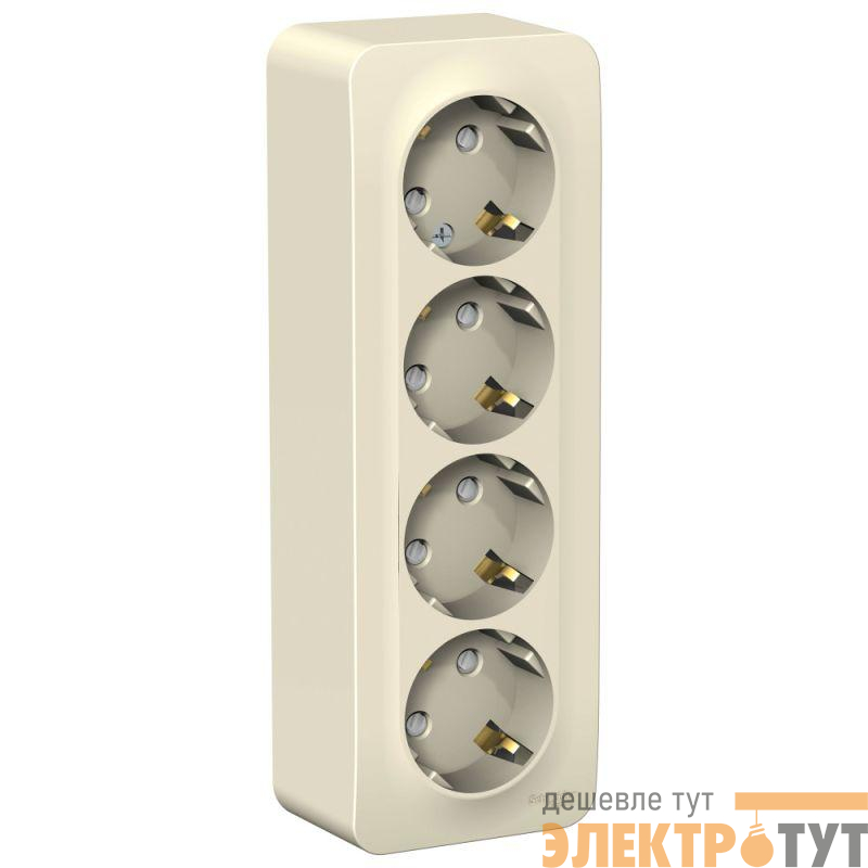 Розетка 4-м ОП Blanca 16А IP20 250В с заземл. защ. шторки с изолир. пластиной молоч. SE BLNRA011412