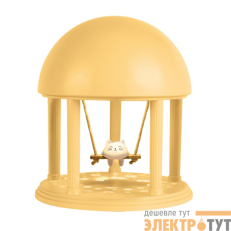 Светильник светодиодный настольный JS9-CAT-ye КОТИК ночник аккумуляторный (8 мелодий; 3 цвета подсветки) IP20 желт. JazzWay 5061293