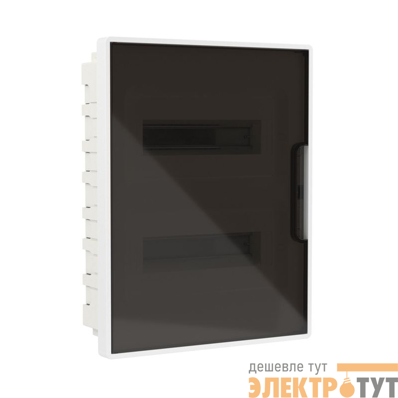 Щиток встраиваемый Фрейм (FRAME) ЩРв-п-24 24мод с тонированной дверцей с 4 шинами PEN (2шт на 8 отверст. и 2шт на 6 отверст.) бел. DKC F24B1WD