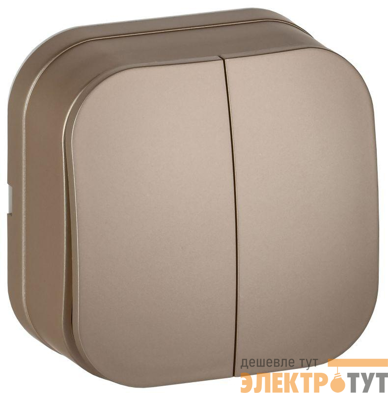 Выключатель 2-кл. ОП GLORY ВС20-2-0-ХШм 10А шампань матов. IEK EVH20-K37M-10