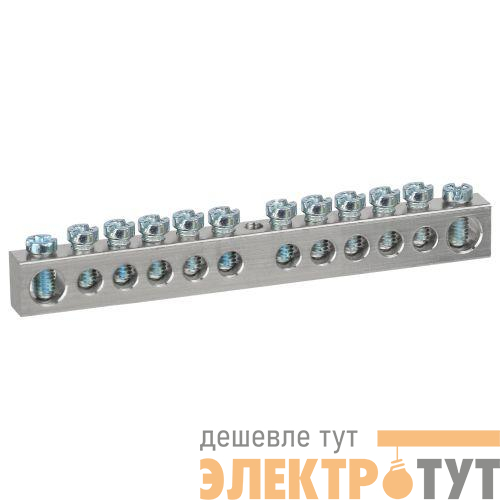 Шина PEN земля-ноль 6х9мм 12/1 никелированная с креплениями по центру NO-224-81 Эра Б0062940