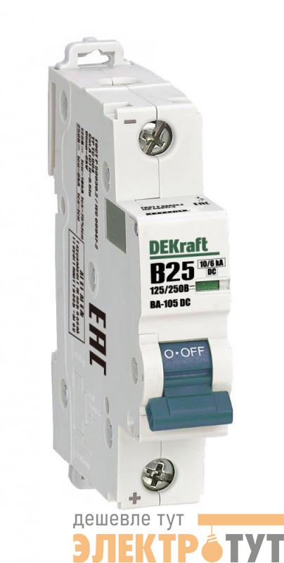 Выключатель автоматический модульный 1п B 25А 10кА ВА-105 DC DEKraft 13357DEK