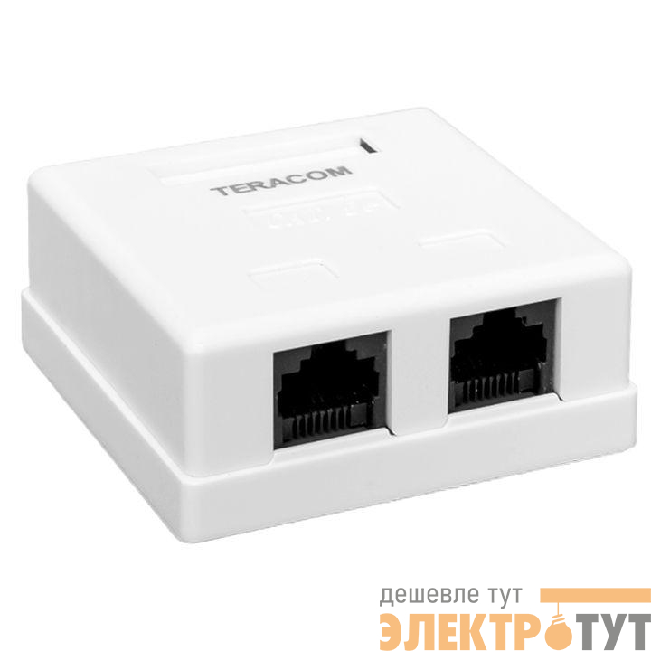Розетка настенная TERACOM кат.5E неэкранированная 2 порта RJ-45 Dual IDC бел. EKF TRC-WBOX-2RJ45-5EUTP-WH
