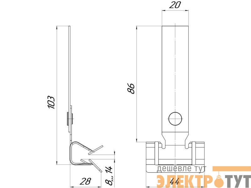Зажим балочный 8-14мм с пластиной PROxima EKF ZB8-14-Pls