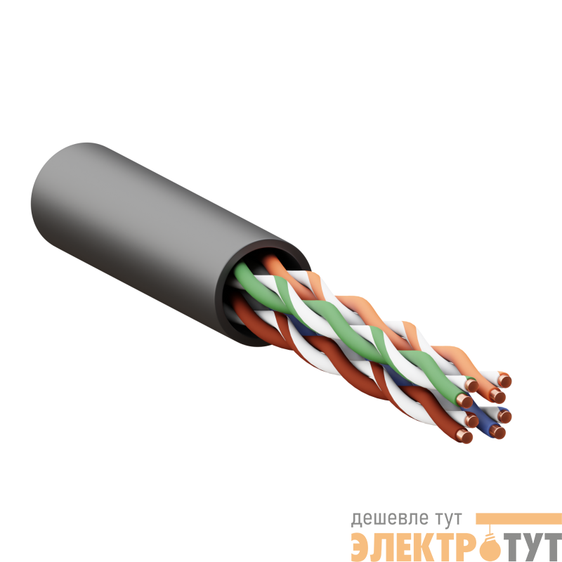 Кабель витая пара U/UTP кат.5E 4 пары 24 AWG solid внешн. LDPE черн. TERACOM PRO EKF TRP-5EUTP-04PE-BK-OUT3