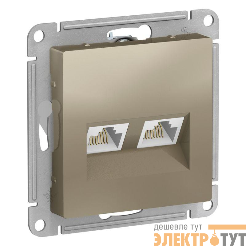 Розетка компьютерная 2-м AtlasDesign RJ45 кат.5E механизм шампань SE ATN000585