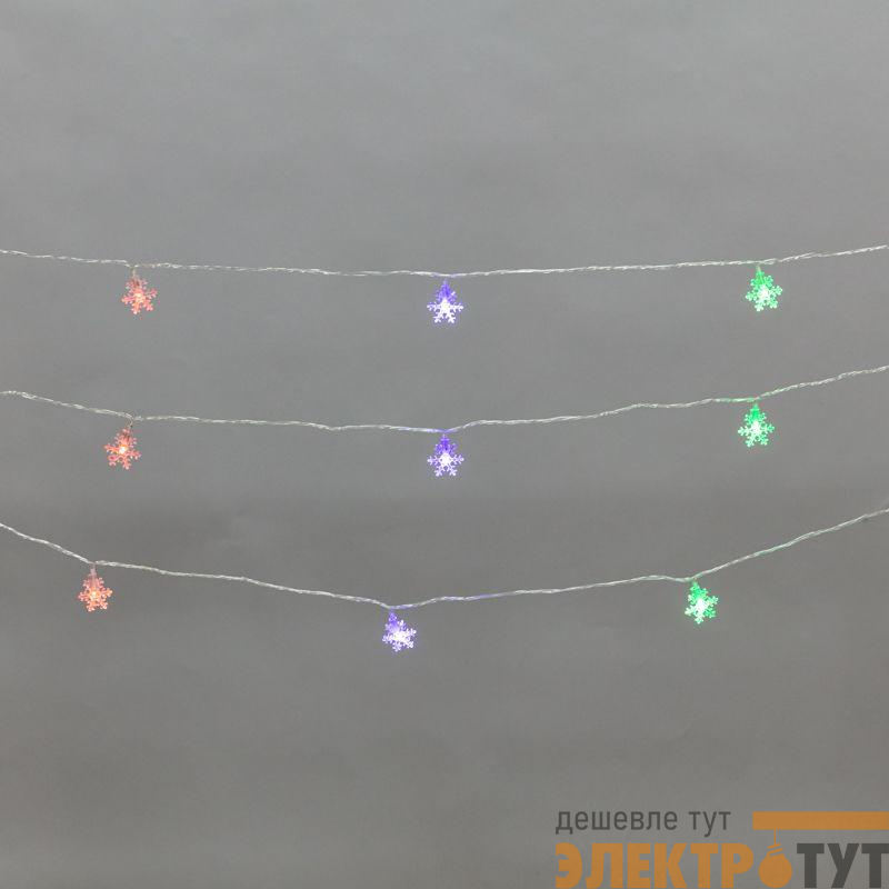 Гирлянда светодиодная "Снежинки" большие 5м 20LED мульти (RG/RB) IP20 230В мигание провод прозр. Neon-Night 304-024