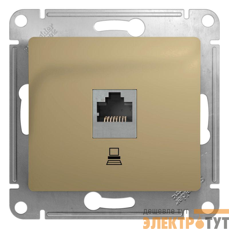 Розетка компьютерная 1-м СП Glossa RJ45 кат.5E механизм титан SE GSL000481K