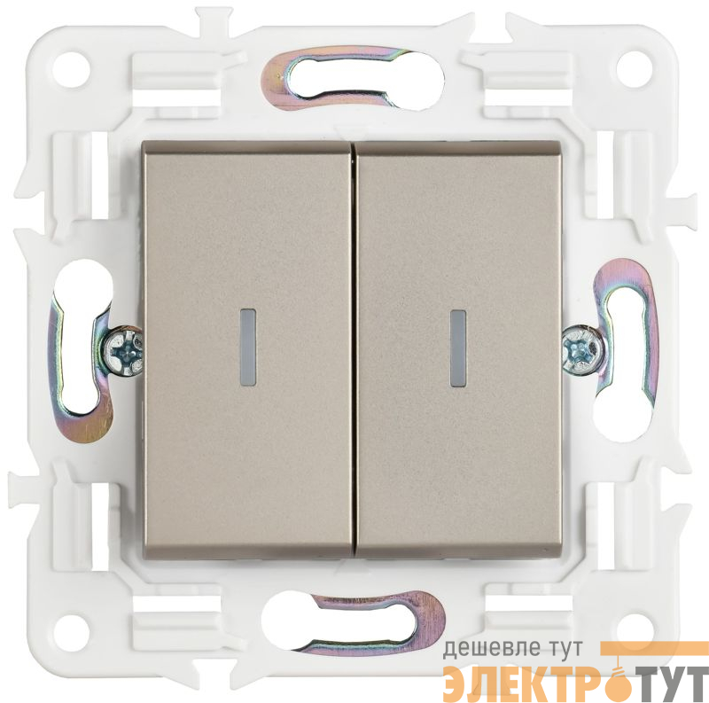 Выключатель 2-кл. SKANDY 10А SK-V09Sh с индикацией шампань IEK SK-V20-1-10-K37