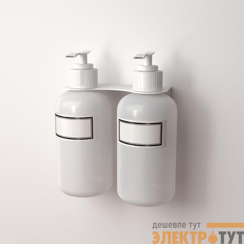 Держатель дозатора для жидкого мыла и шампуней на 2 флакона настенный бел. Rexant 38-0700
