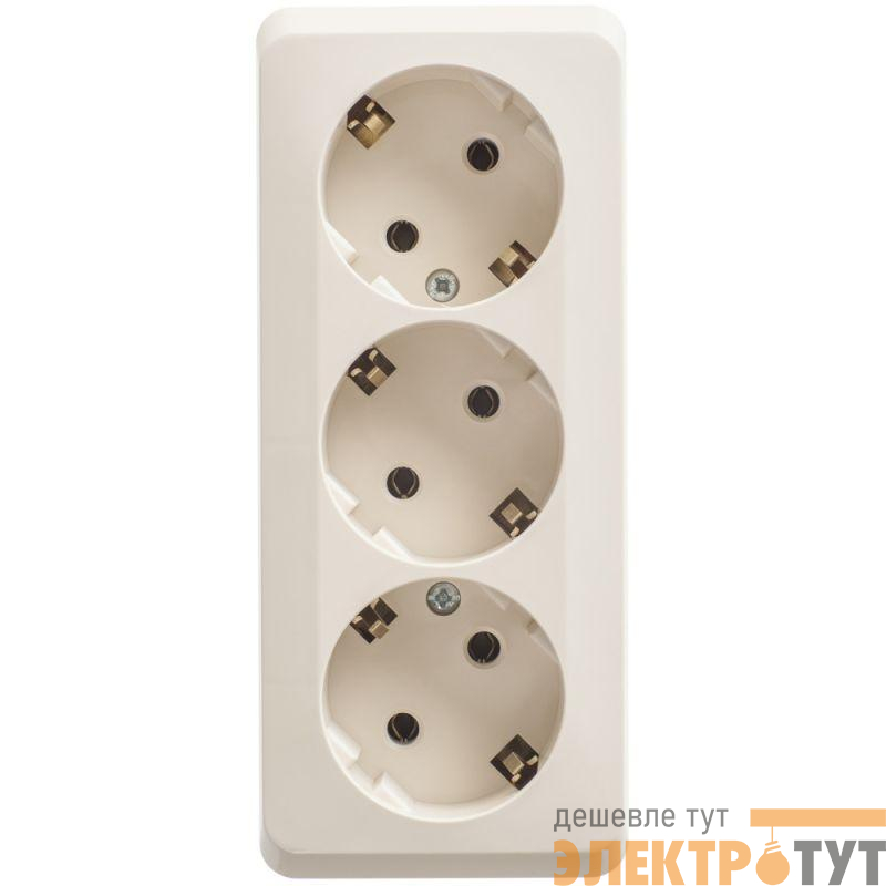 Розетка 3-м ОП Этюд 16А IP20 250В с заземл. без защ. шторок крем. SE PA16-011K