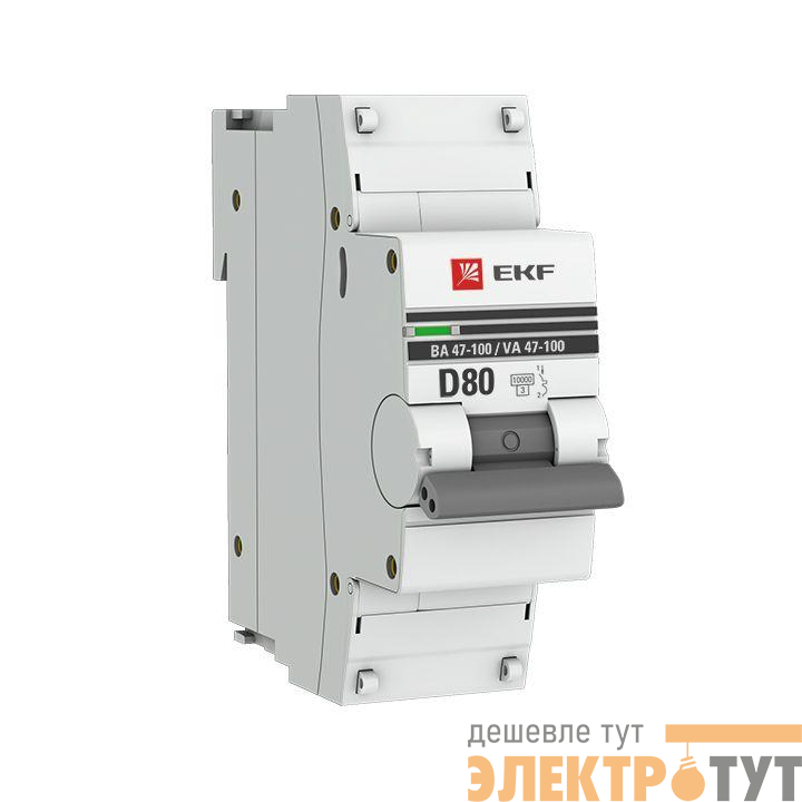 Выключатель автоматический модульный 1п D 80А 10кА ВА 47-100 PROxima EKF mcb47100-1-80D-pro