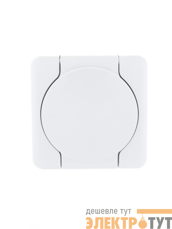 Розетка 1-м ОП Viola с заземл. с крышкой бел. LEZARD 751-0200-123