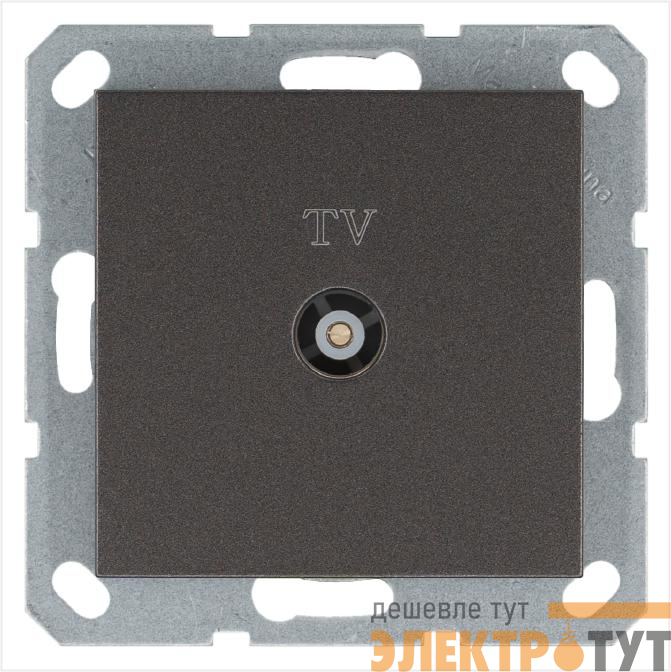 Розетка телевизионная оконечная TV Ф9.5мм механизм мокко Jasmart G6001Z