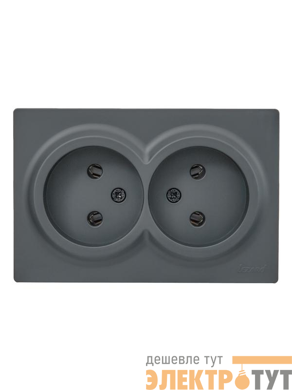 Розетка 2-м ОП LETO без заземл. закрытый корпус ПБТ графит LEZARD 752-3400-128B