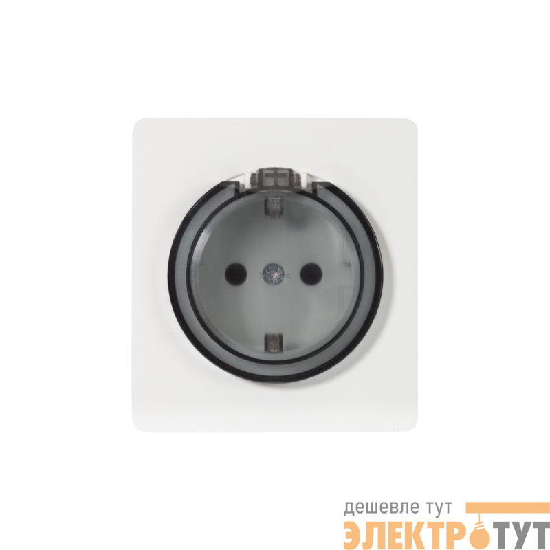 Розетка 1-м СП ROUND MIELE 16А с заземл. защ. шторки и крышкой перламутр Kranz KR-78-0702-1