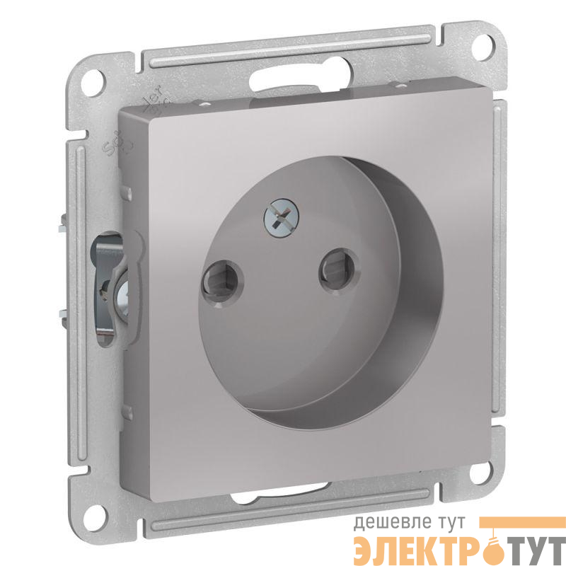 Розетка 1-м СП AtlasDesign 16А IP20 без заземл. защ. шторки механизм алюм. SE ATN000349