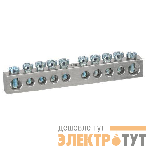 Шина PEN земля-ноль 6х9мм 10/1 никелированная с креплениями по центру NO-224-80 Эра Б0062936