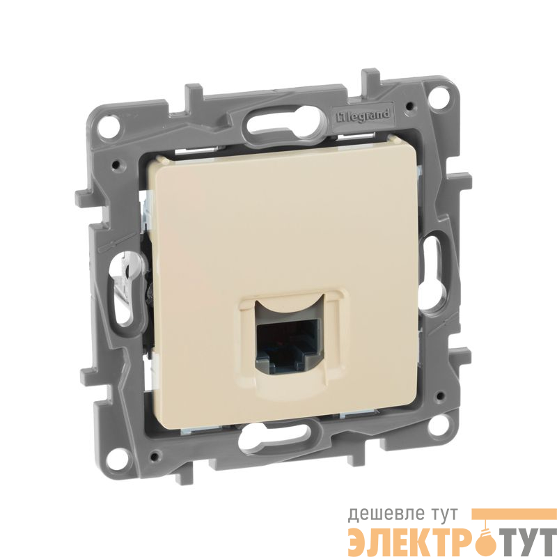 Розетка компьютерная 1-м СП Etika RJ45 кат.5E UTP IP20 механизм сл. кость IEK 672341