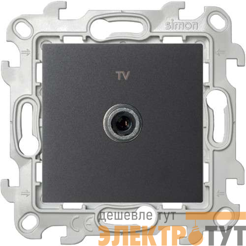Розетка телевизионная одиночная TV СП Simon 24 IP20 механизм графит Simon 2450477-038