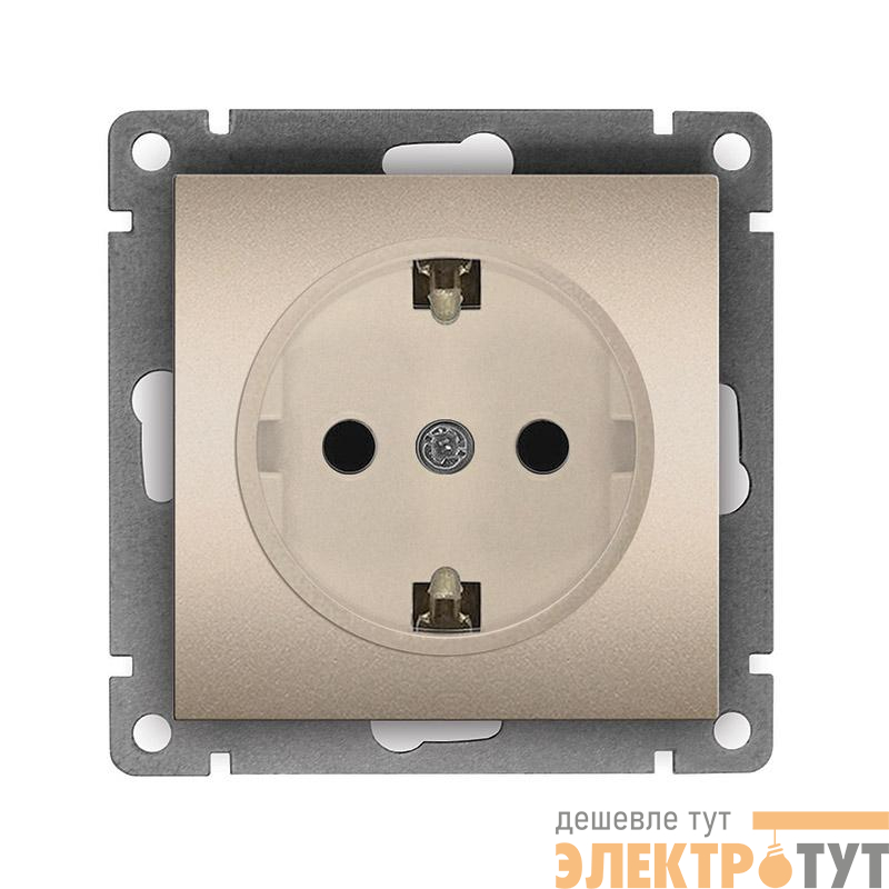 Розетка 1-м СП Афина 16А IP20 с заземл. механизм шампань Universal A0028-Br