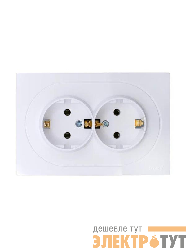 Розетка 2-м СП OSEN с заземл. ПБТ механизм бел. LEZARD 743-0200-127B