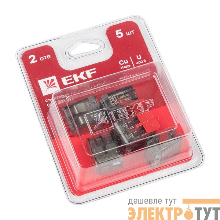 Клемма строительно-монтажная СМК 221-412 2-проводная 0.2-4кв.мм (блист.5шт) PROxima EKF plc-smk-221-412b