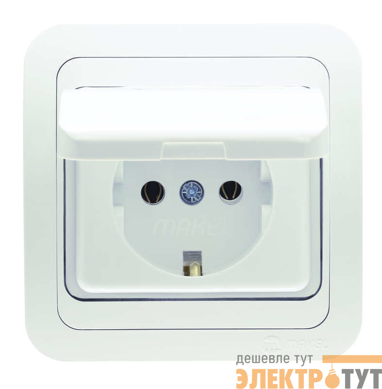Розетка 1-м СП Mimoza 16А IP20 с крышкой бел./бел. Makel 12029