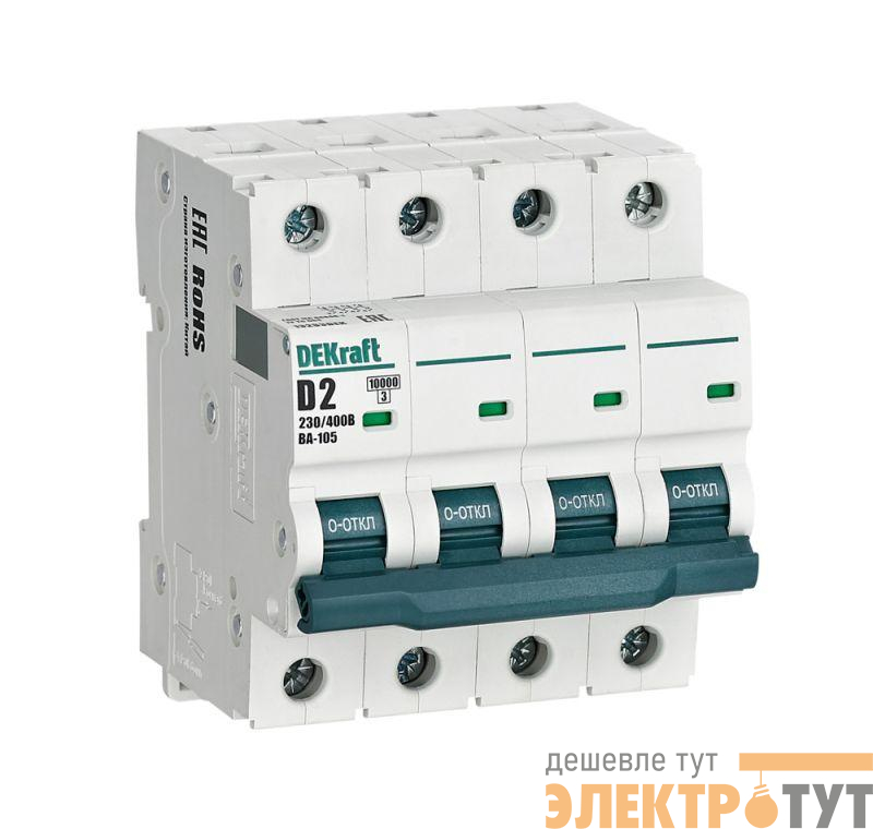 Выключатель автоматический модульный 4п D 1А 10кА ВА-105 DEKraft 13232DEK