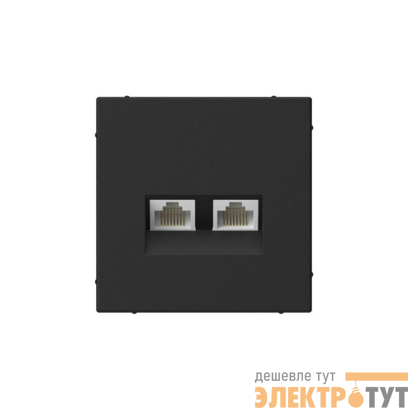 Розетка компьютерная 2-м ArtGallery RJ45 + RJ45 кат.5E механизм карбон SE GAL001085