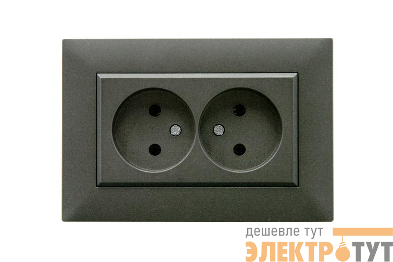 Розетка 2-я Karea RIZZ STAR без заземл. дым. металлик Makel 88050017