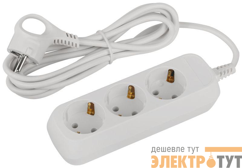 Удлинитель электрический UDL-10-330-E Greenline 3 розетки с заземлением 3м ПВС 3х0.75кв.мм Эра Б0065037