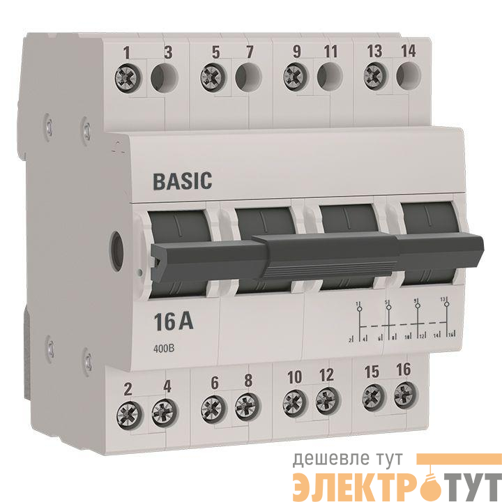 Переключатель трехпозиционный 4п 16А Basic EKF tps-4-16