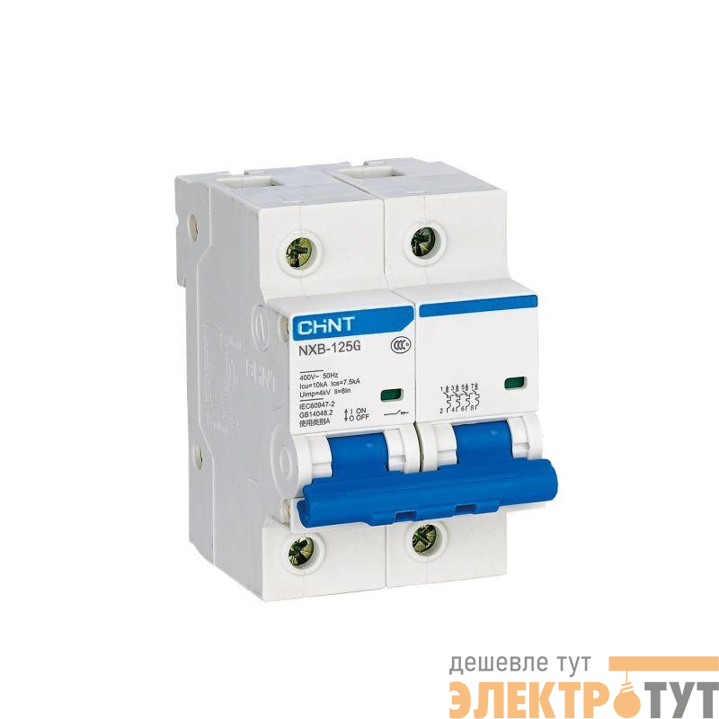Выключатель автоматический модульный 2п C 63А 10кА NXB-125G CHINT 816092