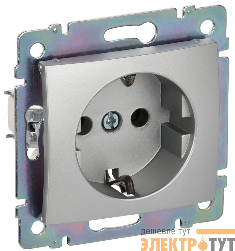 Розетка 1-м СП Valena 16А IP21 230/250В 2P+E с заземл. защ. шторки на винтах механизм алюм. IEK 770121
