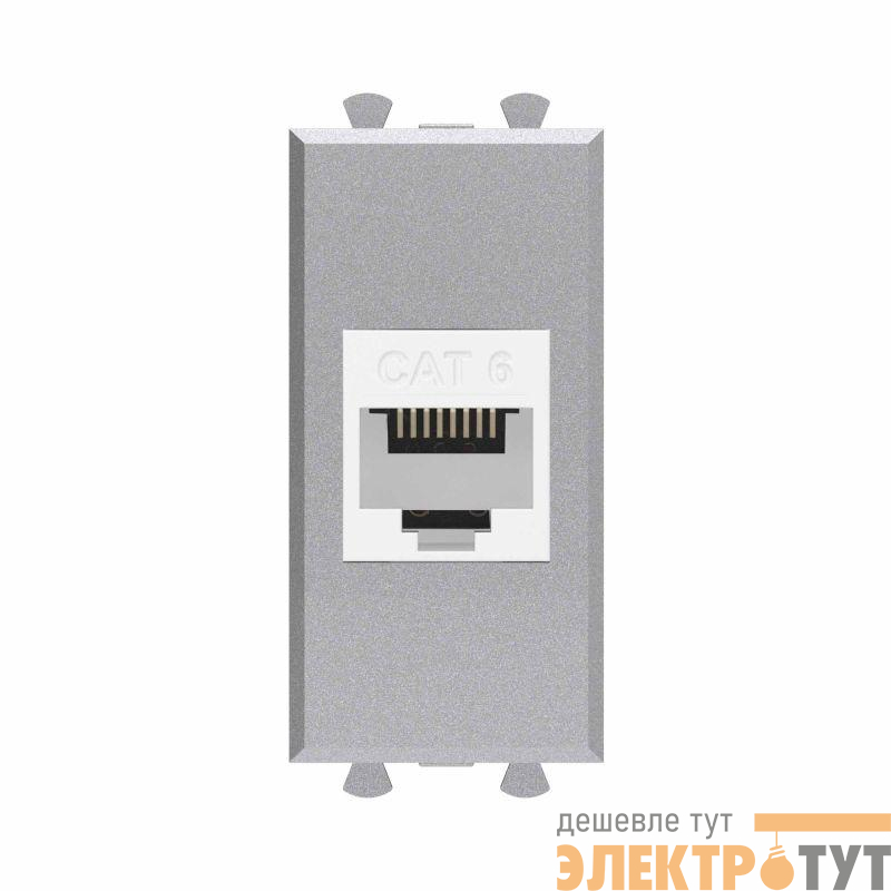 Розетка компьютерная 1мод. Avanti "Закаленная сталь" RJ45 кат.6 без шторок модульная механизм DKC 4404691