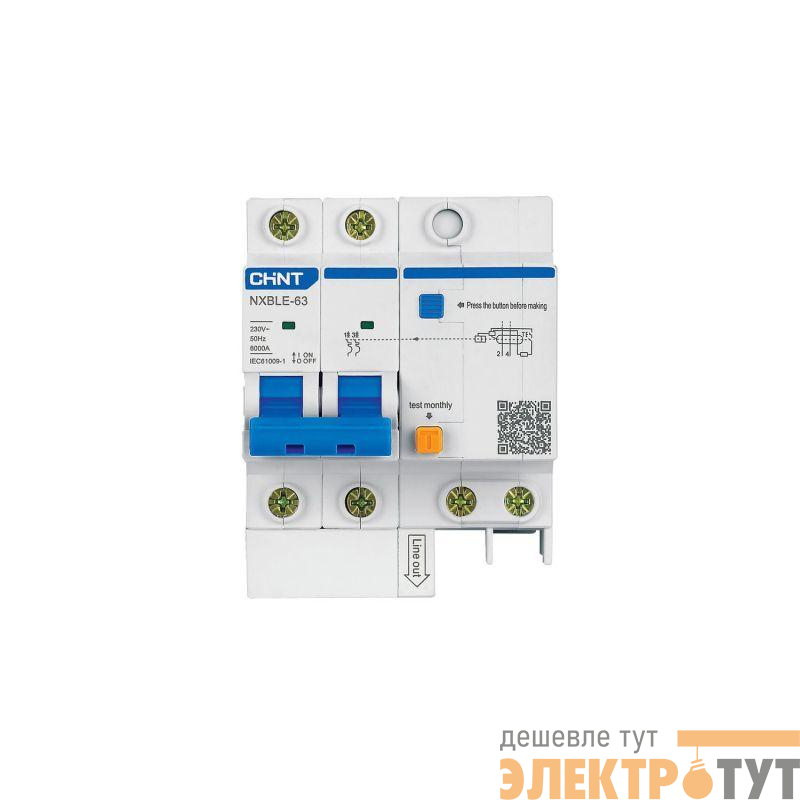 Выключатель автоматический дифференциального тока 2п C 25А 30мА тип AC 6кА NXBLE-63 (R) CHINT 819979
