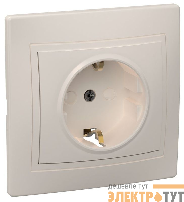 Розетка 1-м СП Кварта РСш10-3-Км 16А IP20 с заземл. защ. шторки керамика крем. GENERICA ERK14-K33-16-K