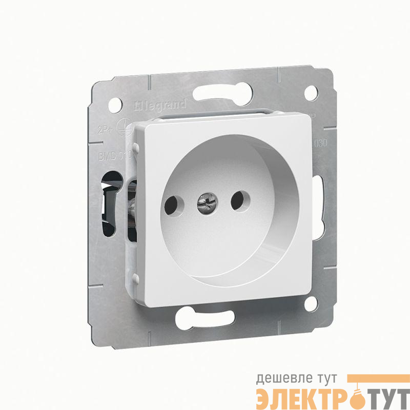 Розетка 1-м СП Cariva 16А IP20 250В 2P без заземл. механизм бел. Leg 773616