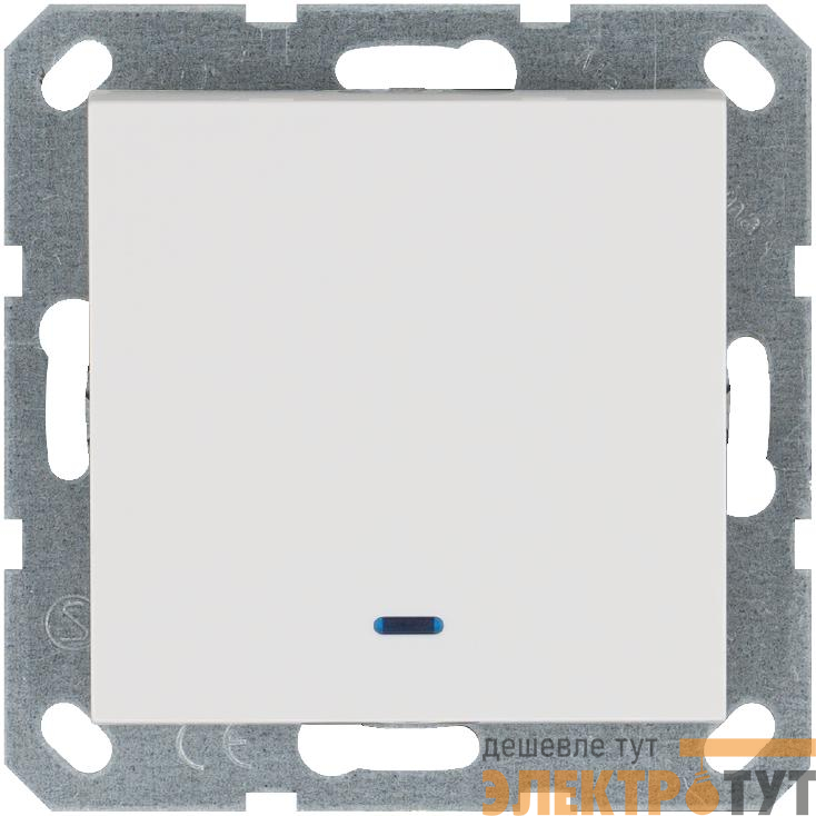 Переключатель проходной 1-кл. 10А IP20 с подсветкой механизм бел. глянцевый Jasmart G3012NW