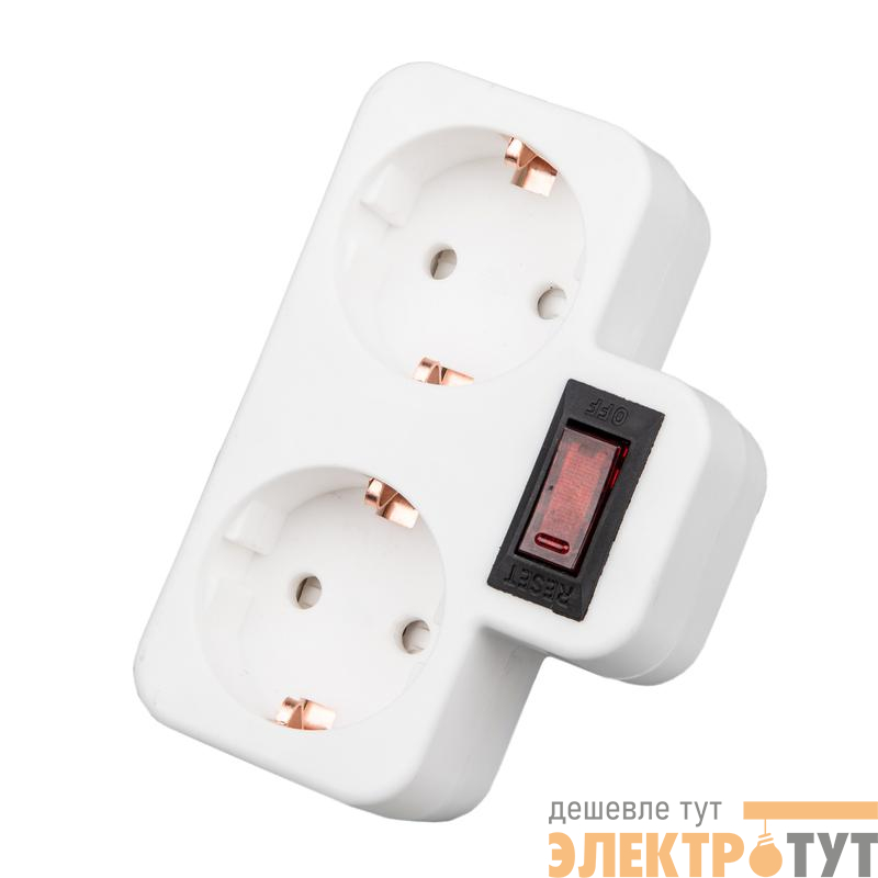 Разветвитель сетевой с выкл. S-GES2-16PB WHITE с/з 2 гнезда 16А 3500Вт бел. Uniel UL-00011243