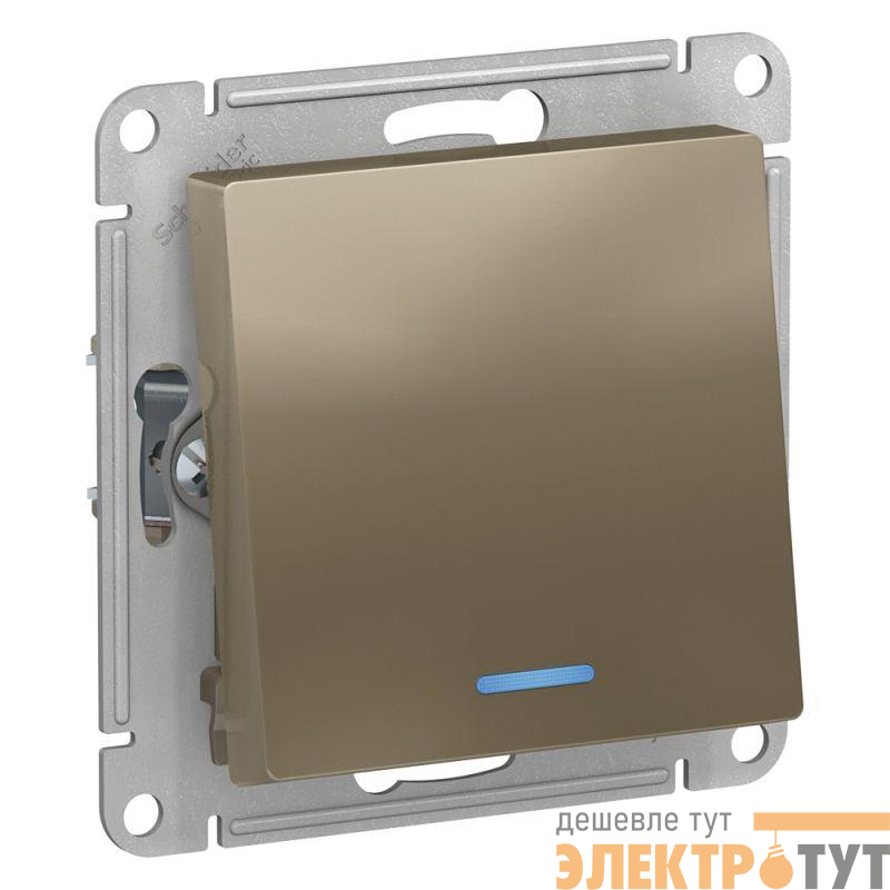 Механизм переключателя проходного 1-кл. СП AtlasDesign 10А IP20 (сх. 6а) 10AX с подсветкой шампань SchE ATN000563
