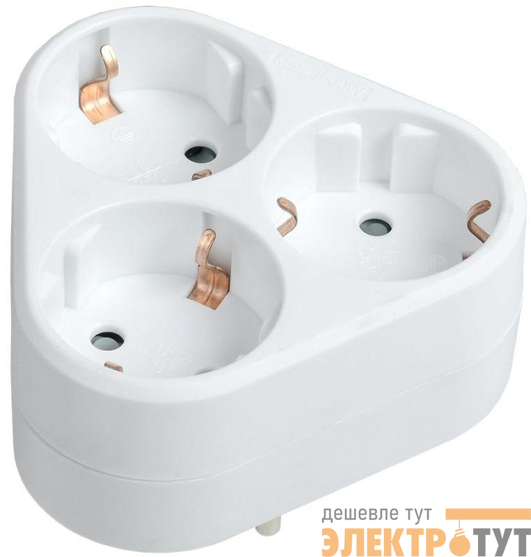 Разветвитель 3-м 16А IP20 Т-01/03 2P+PE треугольн. бел. IEK WTP10-16-03-Z-K01