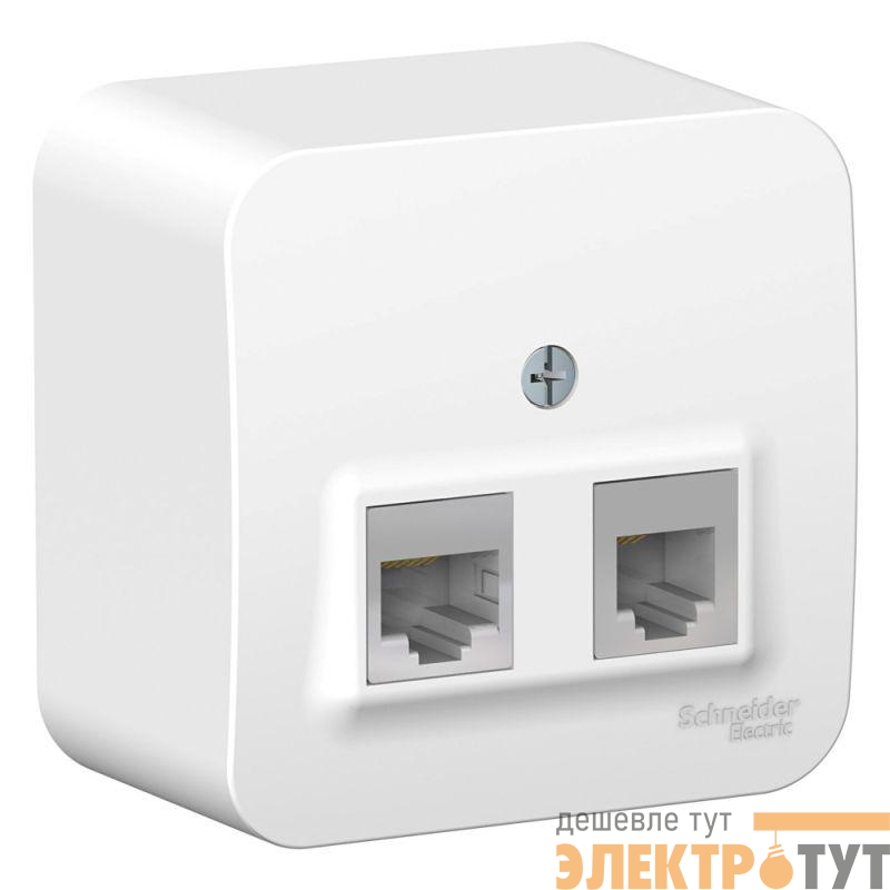 Розетка компьютерная + телефонная 2-м ОП Blanca RJ45 кат.5E + RJ11 с изолир. пластиной бел. SE BLNIA045111