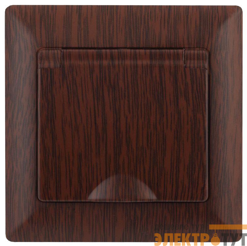 Розетка 1-м СП Solo 4-203-10 16А 250В IP20 2P+E Schuko с заземл. защ. крышка венге Intro Б0053663