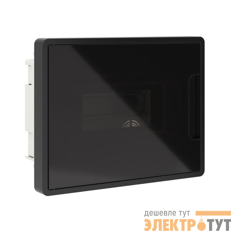 Щиток встраиваемый Фрейм (FRAME) ЩРв-п-8 8мод. с тонированной дверцей с 2 шинами PEN на 6 и 8 отверст. черн. DKC F08B1BD