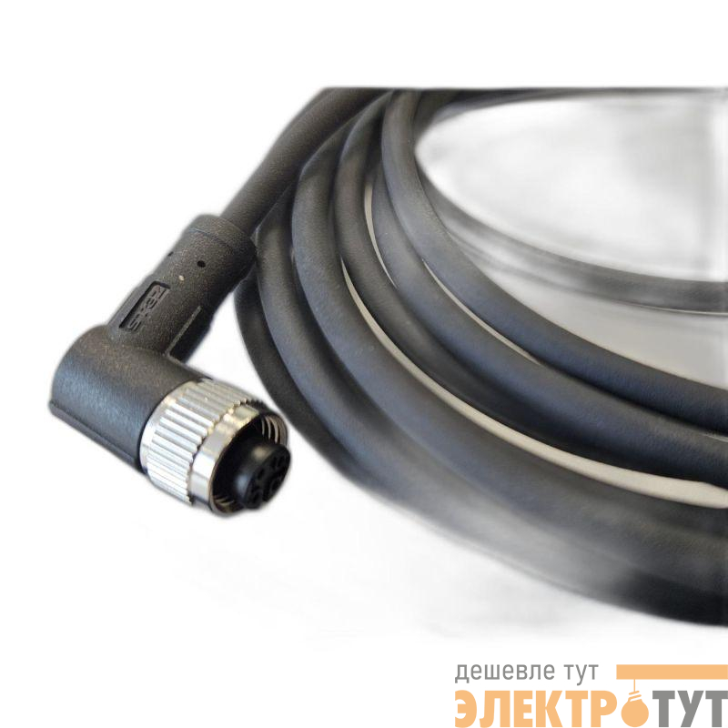 Кабель M12 4A гнездовой 5000мм угловой полиуретан свободный конец СЦМ120027-04A-2-05000 черн. СТЭЗ 185210805